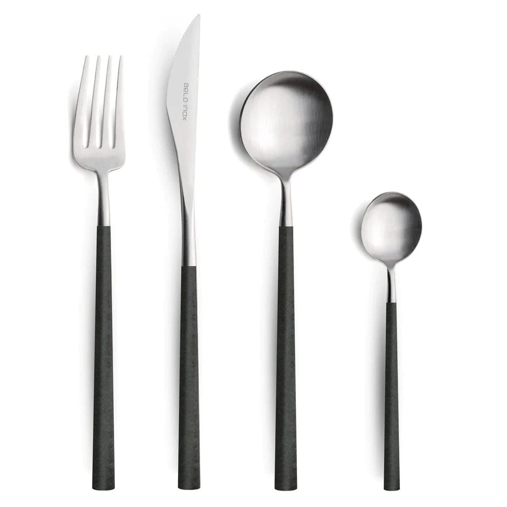 Belo Inox Neo Black With Brushed Silver - 24 Pcs - Wooden Box