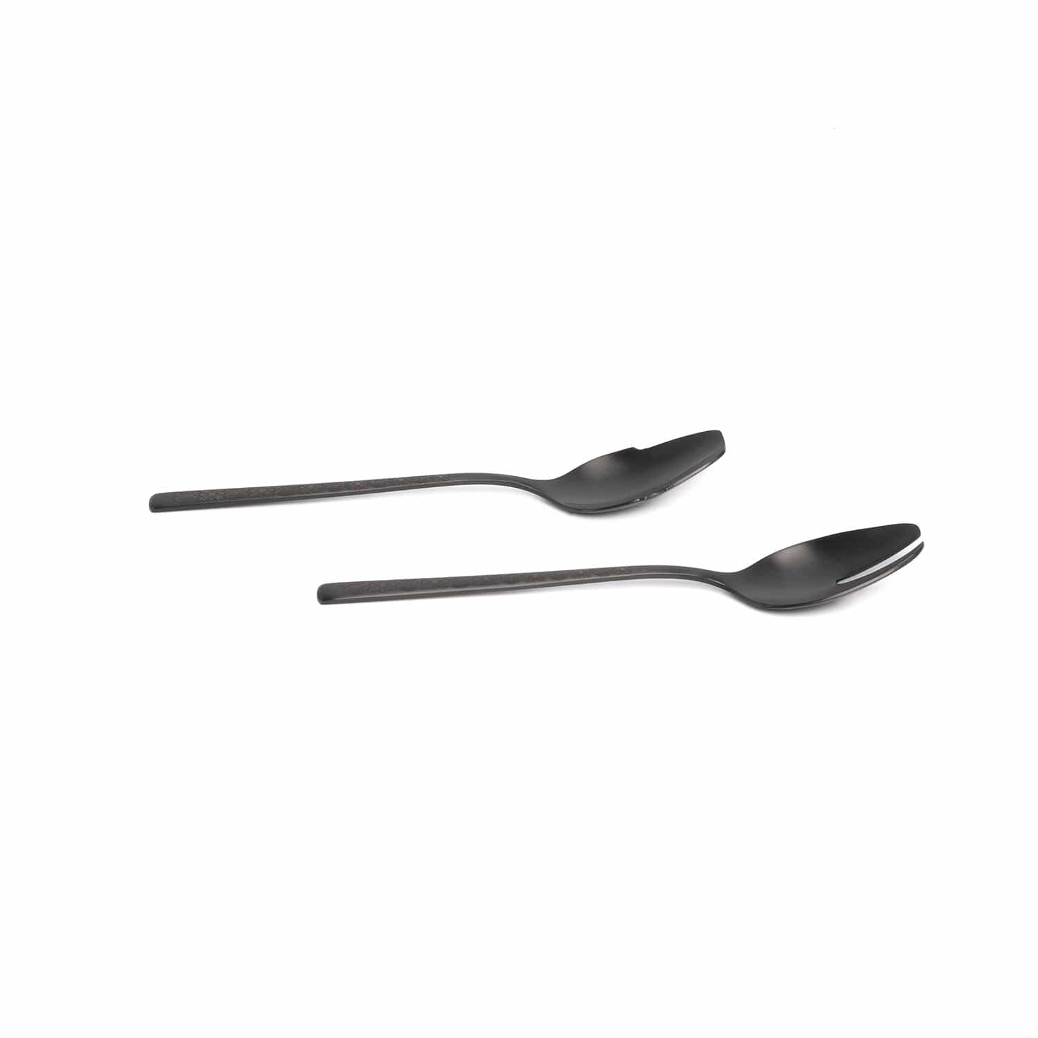 Belo Inox Obelisko Cutlery In Matt Black With Laser Engraved- Salad Serving 2P - Gift Box