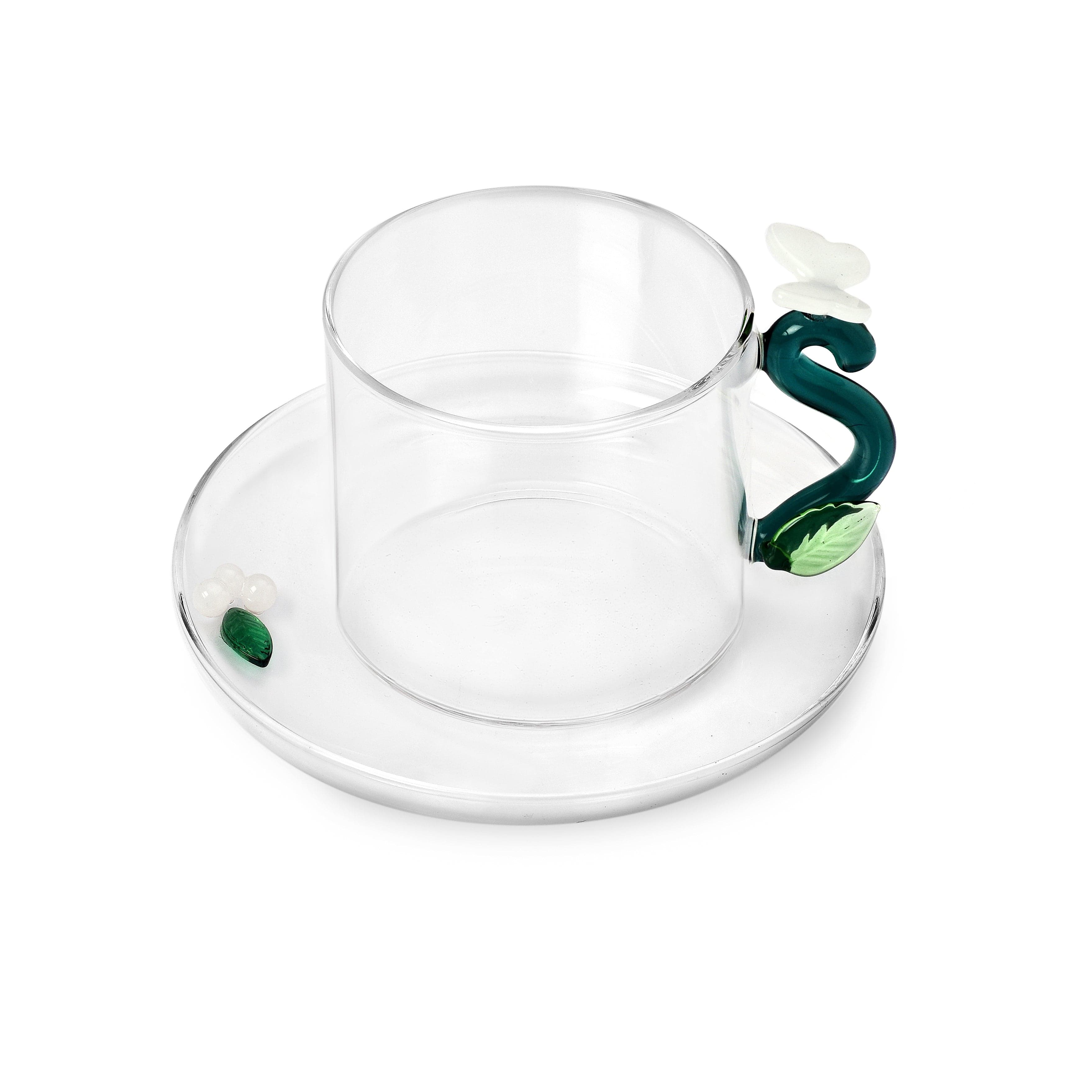 ICHENDORF MILANO TEA CUP & SAUCER WITH WHITE BUTTERFLY
