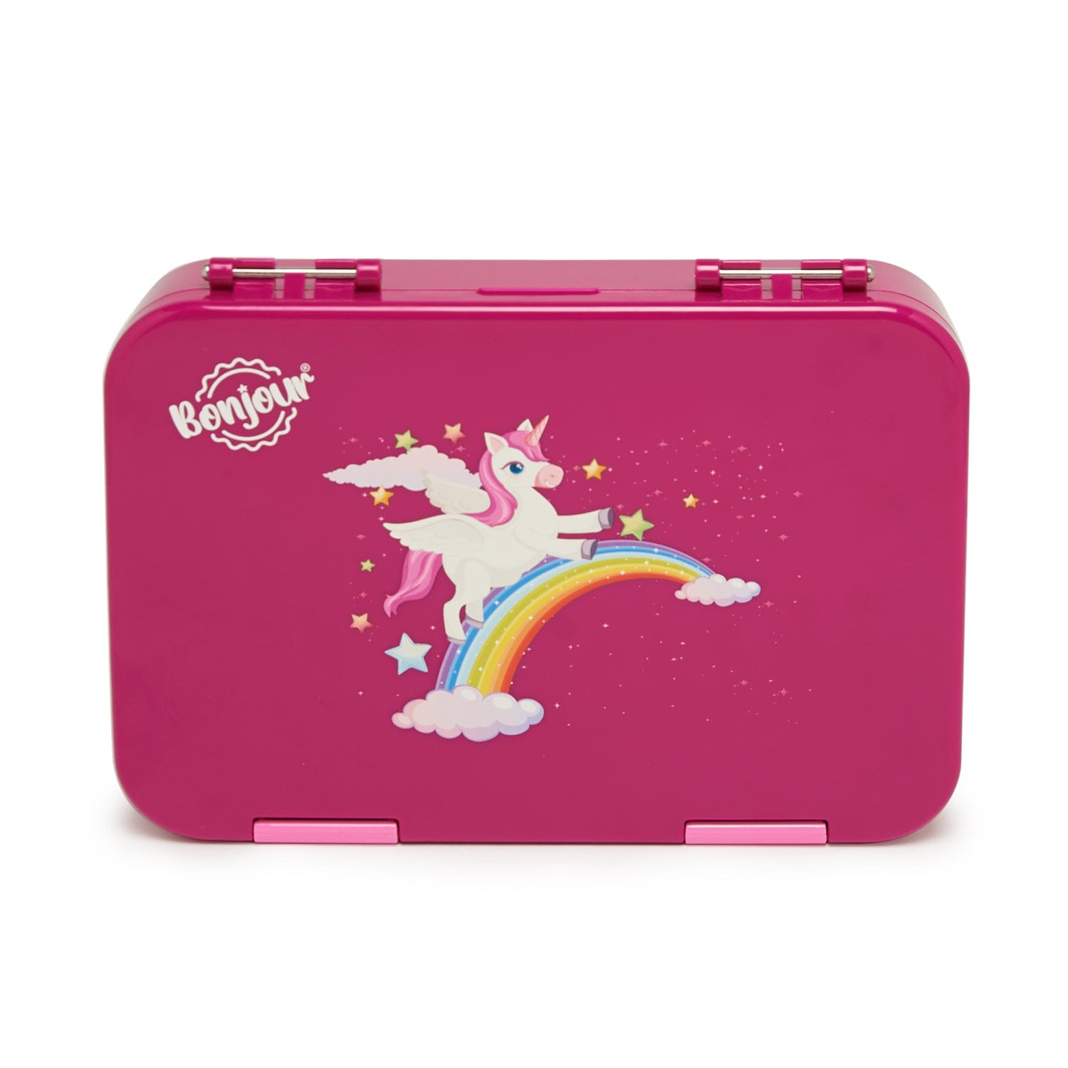 BONJOUR RECTANGULAR MINI LUNCH BOX 6/4 COMPARTMENT DESIGN 001 PINK UNICORN