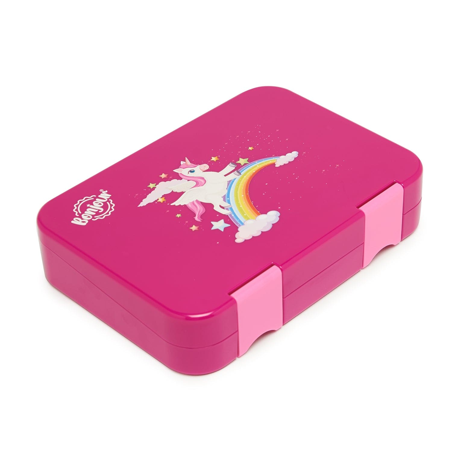 BONJOUR RECTANGULAR MINI LUNCH BOX 6/4 COMPARTMENT DESIGN 001 PINK UNICORN