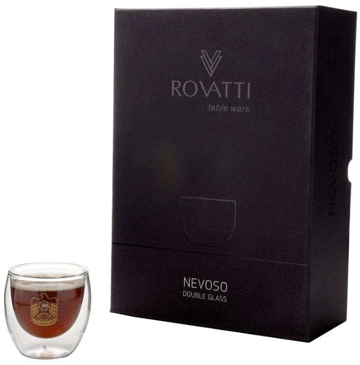 Rovatti Nevoso Uae Double Glass Arabic Coffee Cup Gold 80 Ml