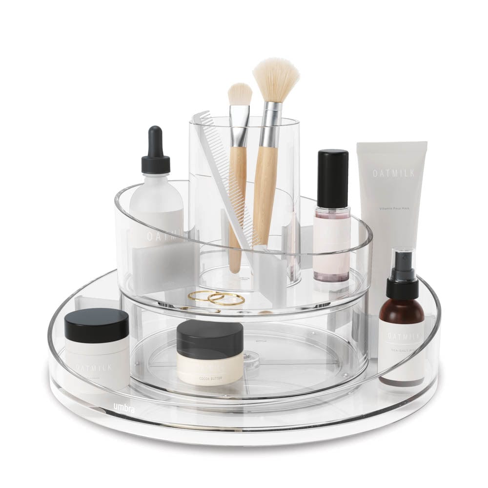 Umbra Cascada Rotating Cosmetics Organizer Clear