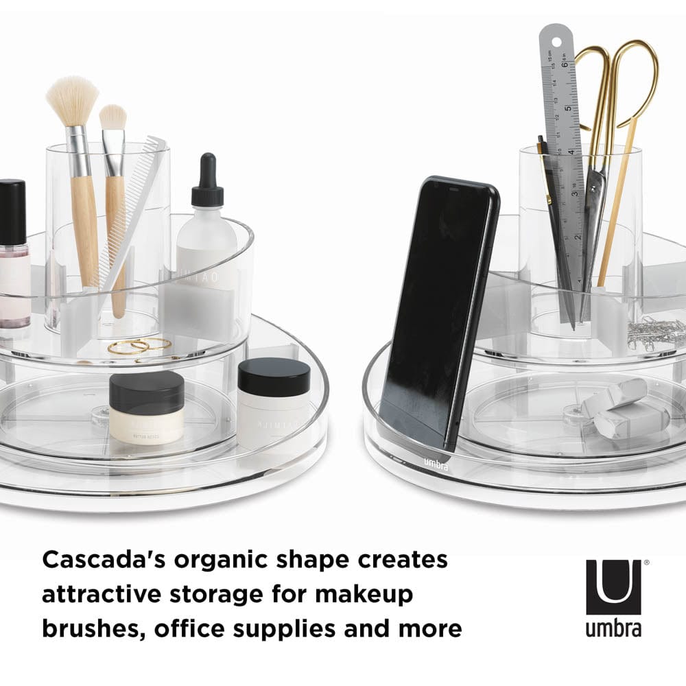 Umbra Cascada Rotating Cosmetics Organizer Clear