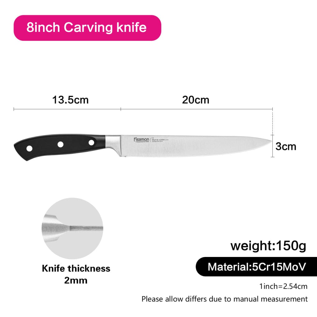 Fissman Carving Knife Chef De Cuisine Black 8Inch