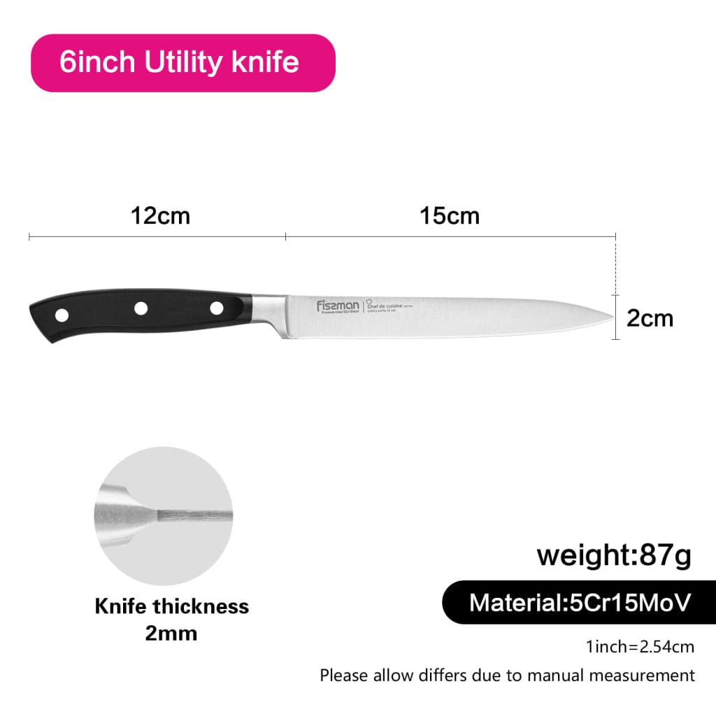 Fissman Utility Knife Chef De Cuisine Black 6Inch