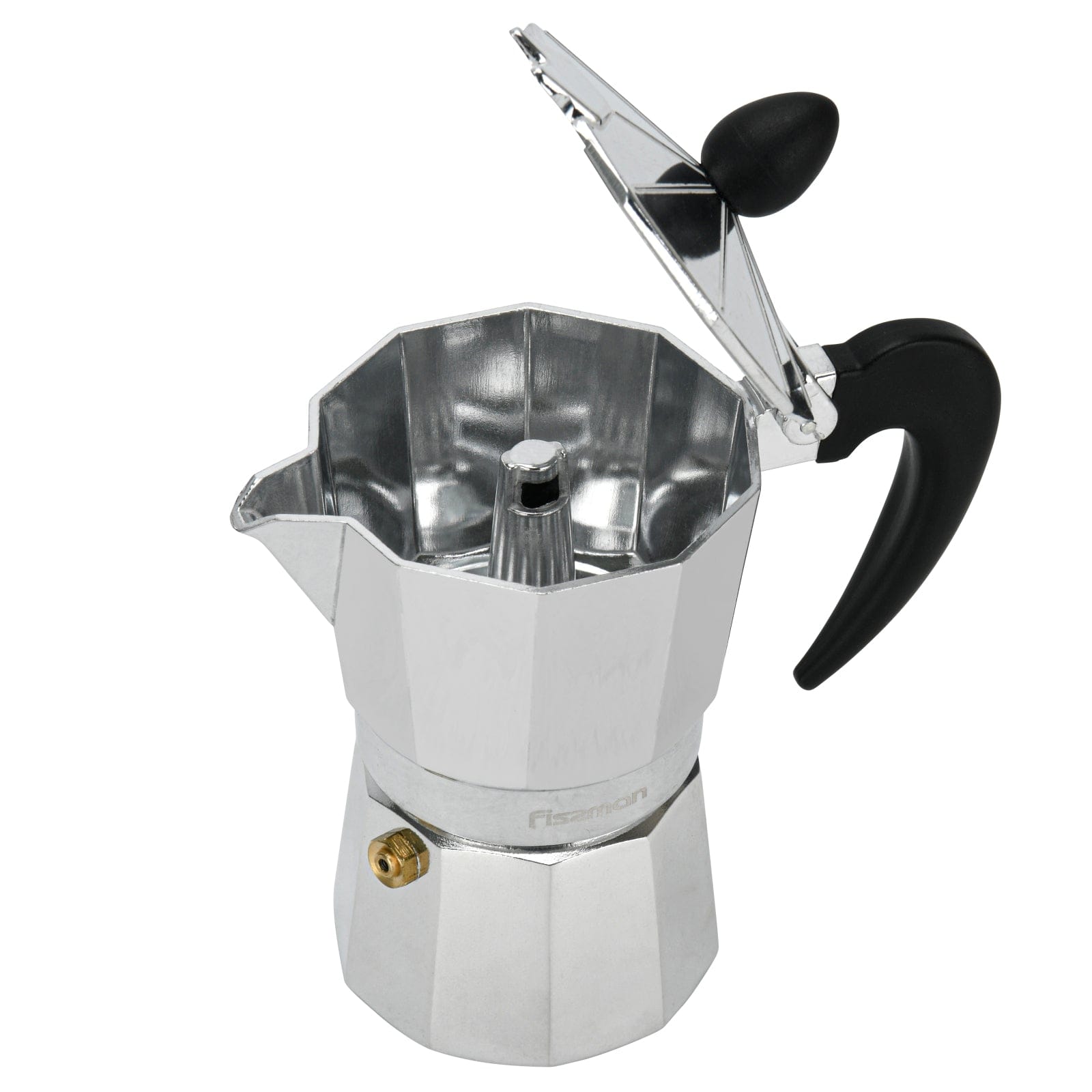 Fissman Set Of Coffee Maker Aluminium For 2 Cups/120ml And 2 Ceramic Cups With 2 Saucers Set