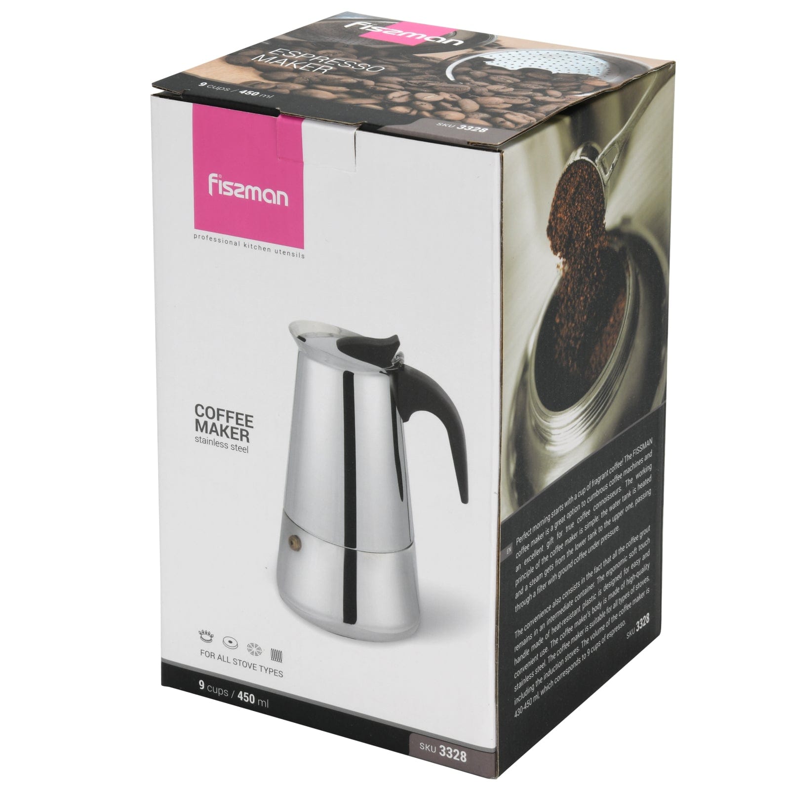 Fissman Coffee Maker (450ml) For 9 Cups (Stainless Steel)