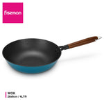 Fissman Wok Seagreen Series 28x8cm/4LTR (Enamelled Lightweight Cast Iron With Non-Stick Coating)