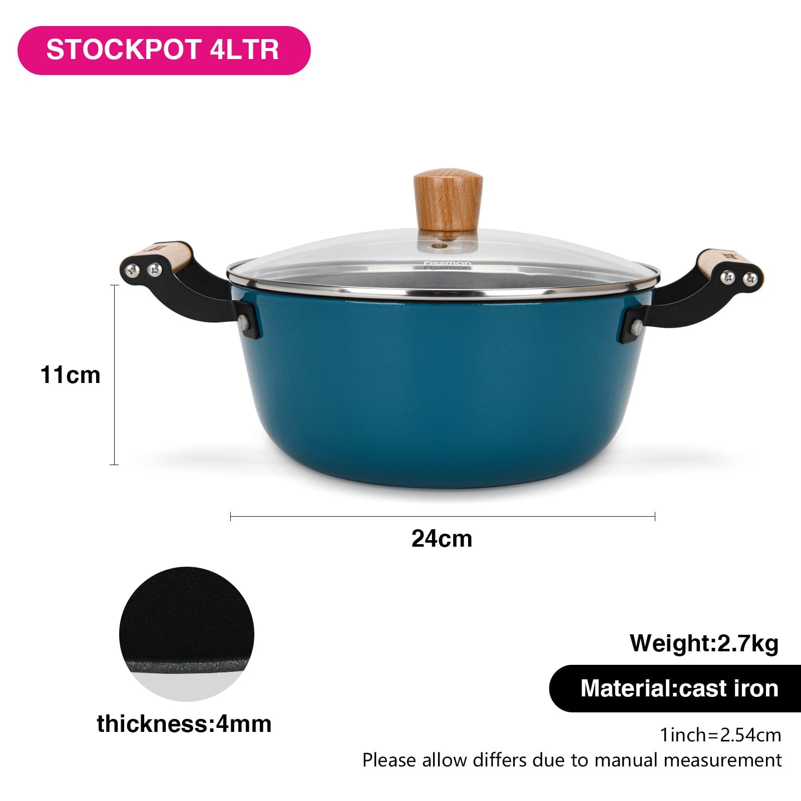 Fissman Stockpot Seagreen Cast Iron 4L