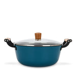 Fissman Stockpot Seagreen Series Series With Glass Lid Enamelled Lightweight Cast Iron With Non-Stick Coating 28x12cm/6LTR 
