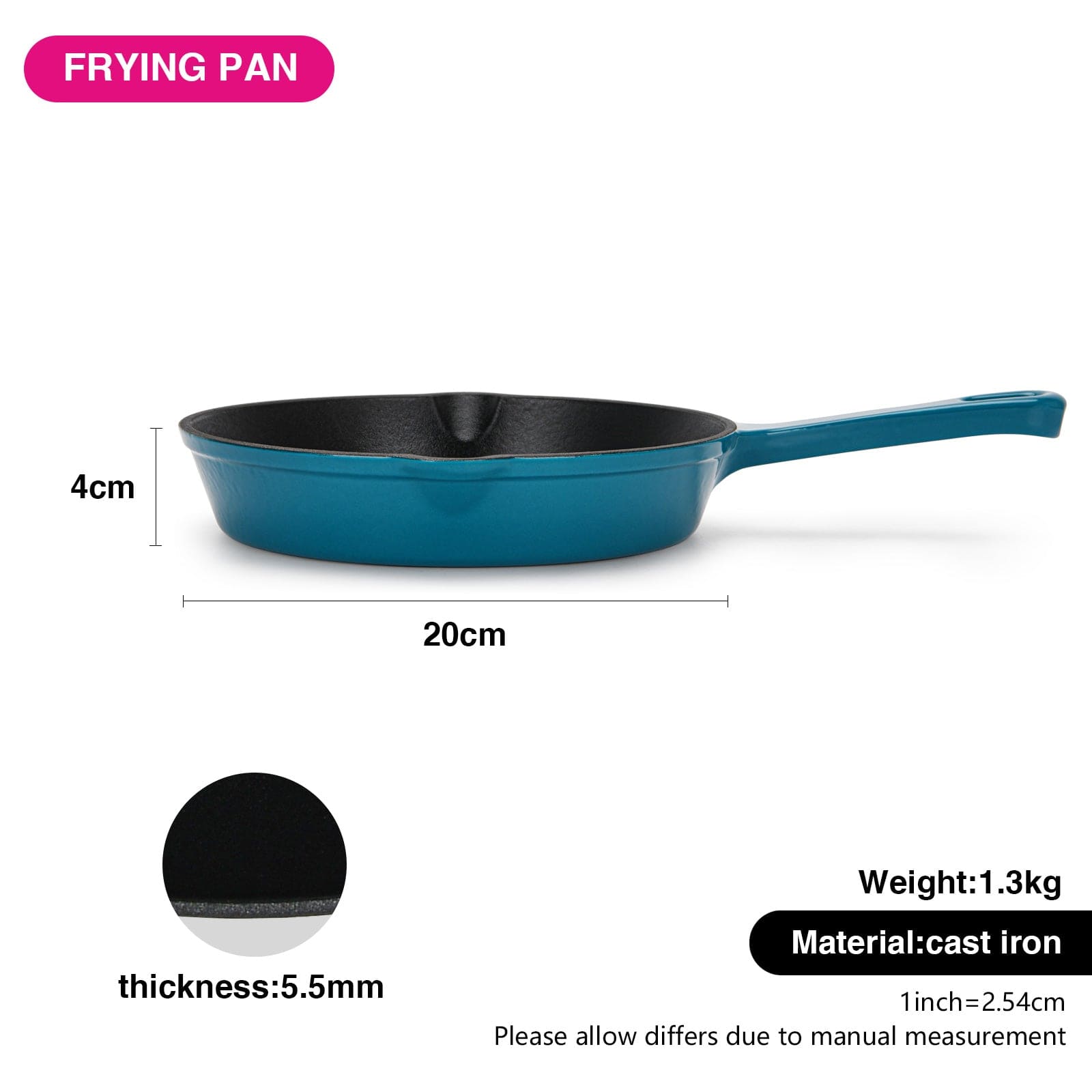 Fissman Frying Pan Cast Iron 20cm