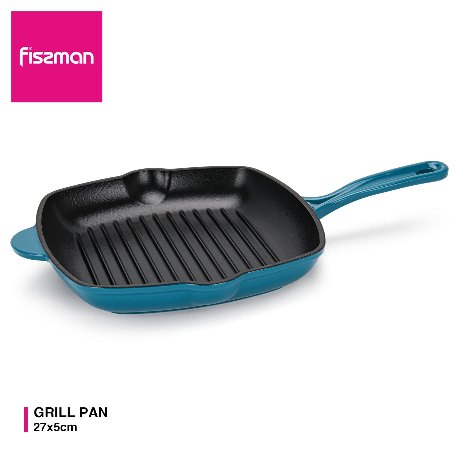 Fissman Square Grill Pan 27x5.0cm With Helper Handle (Enamel Cast Iron)