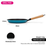 Fissman Grill Pan Cast Iron Wooden 24cm
