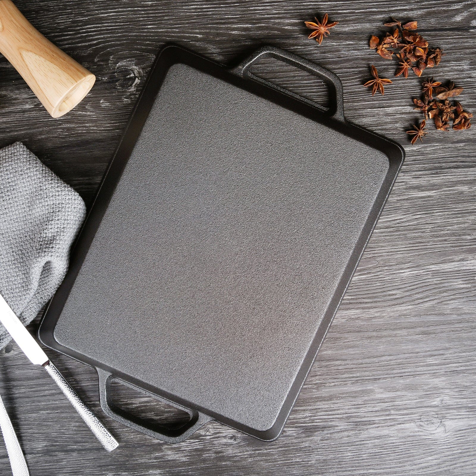 Fissman Grill Pan Cast Iron Rectangular Black 32.5cm