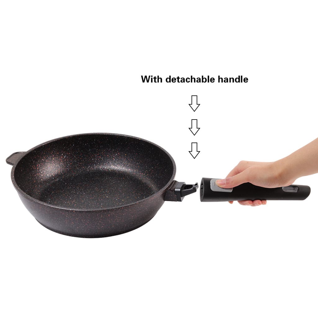 Fissman Deep Frying Pan With Detachable Handle Rebusto Series Platinum Coated Non Stick Dark Brown/Black 28x7.4cm