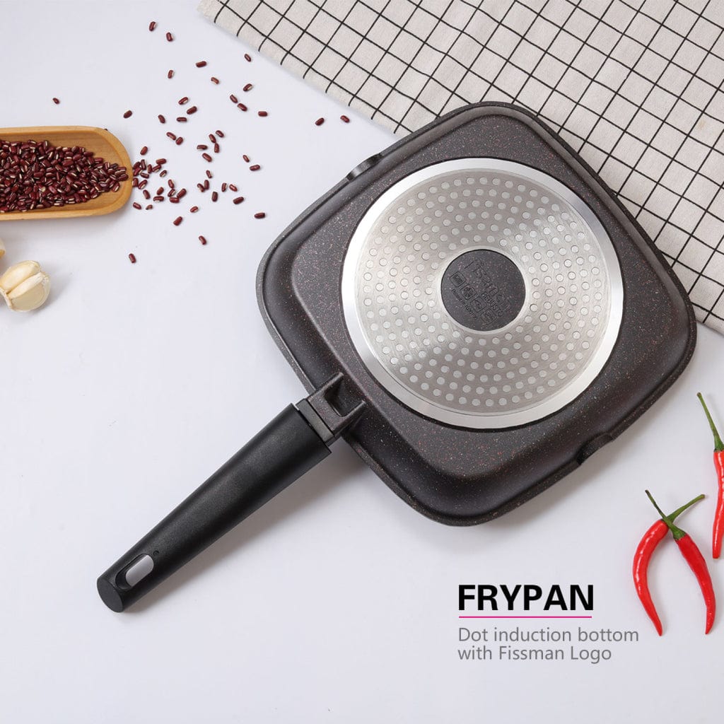 Fissman Grill Pan With Detachable Handle  Rebusto Series Platinum Coated Non Stick Black 24x4cm