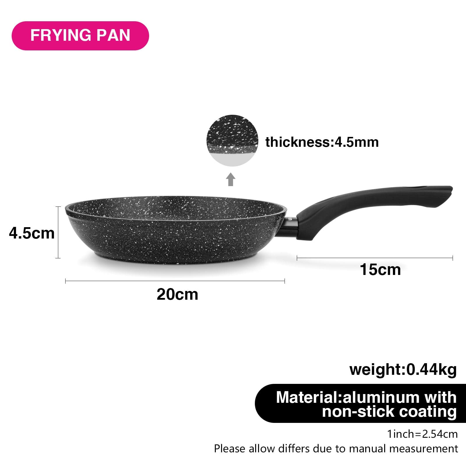 Fissman Frying Pan Fiore Aluminum Black 20cm
