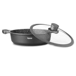 Fissman Shallow Casserole Black/Grey 28x8cm/4.1Liters  Prestige Series Aluminum With Induction Bottom Professional Non Stick Coating Greblon C3 