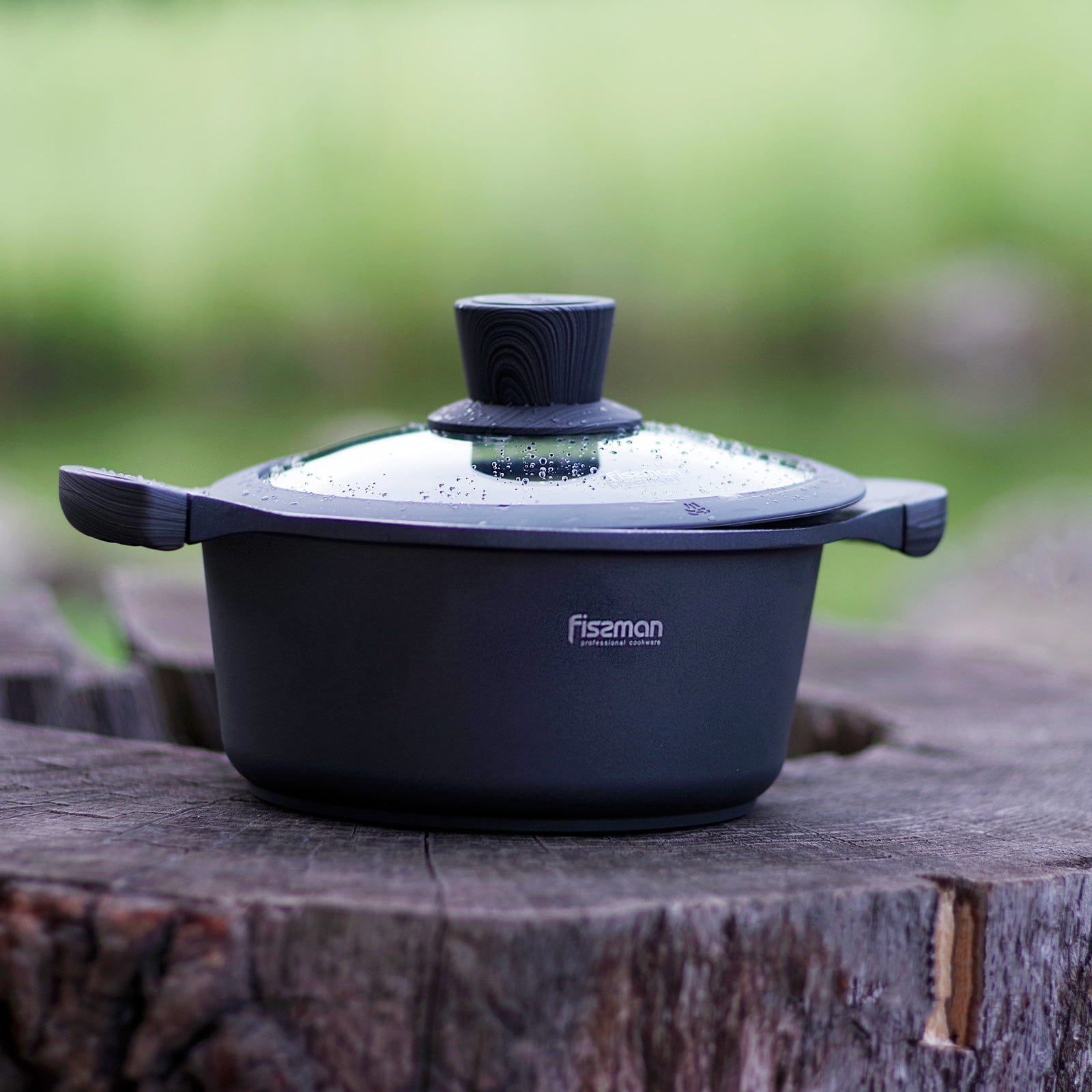 Fissman Aluminium Prestige Series Non-Stick Casserole With Lid 6.2 Ltr Black/Clear 28x12.5cm