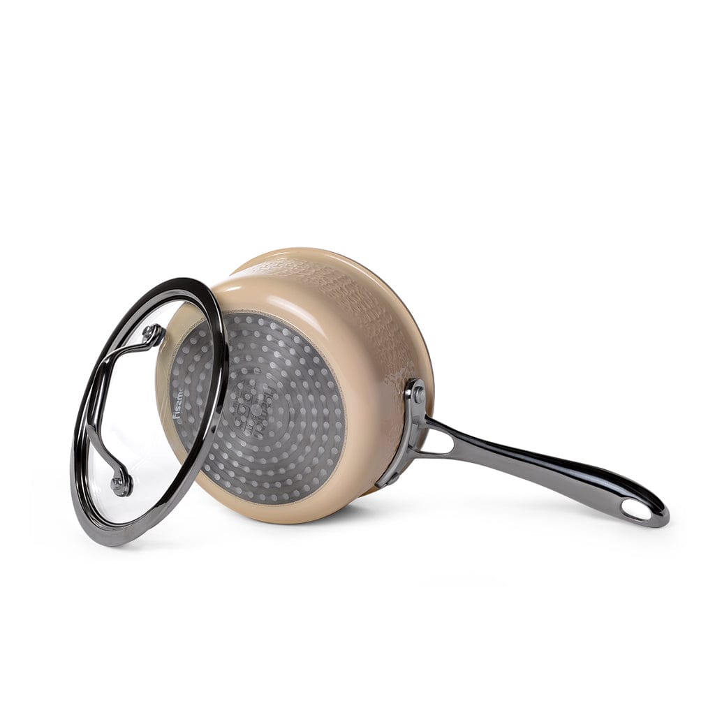 Fissman Brigette Series Stainless Steel Sauce Pan With Glass Lid 1.4L Beige 16?7.5cm