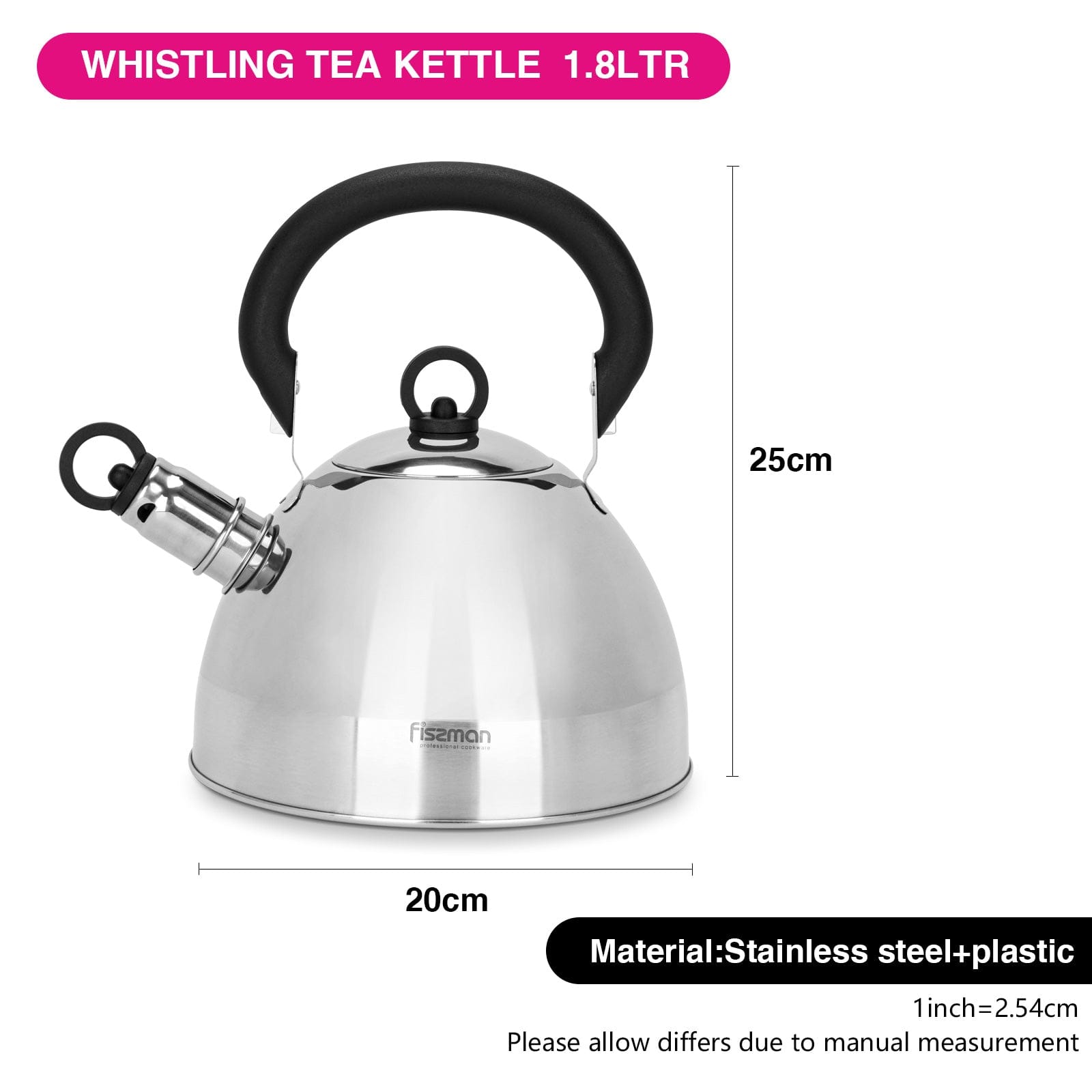 Fissman Whistling Tea Kettle Stainless Steel Silver 1.8L