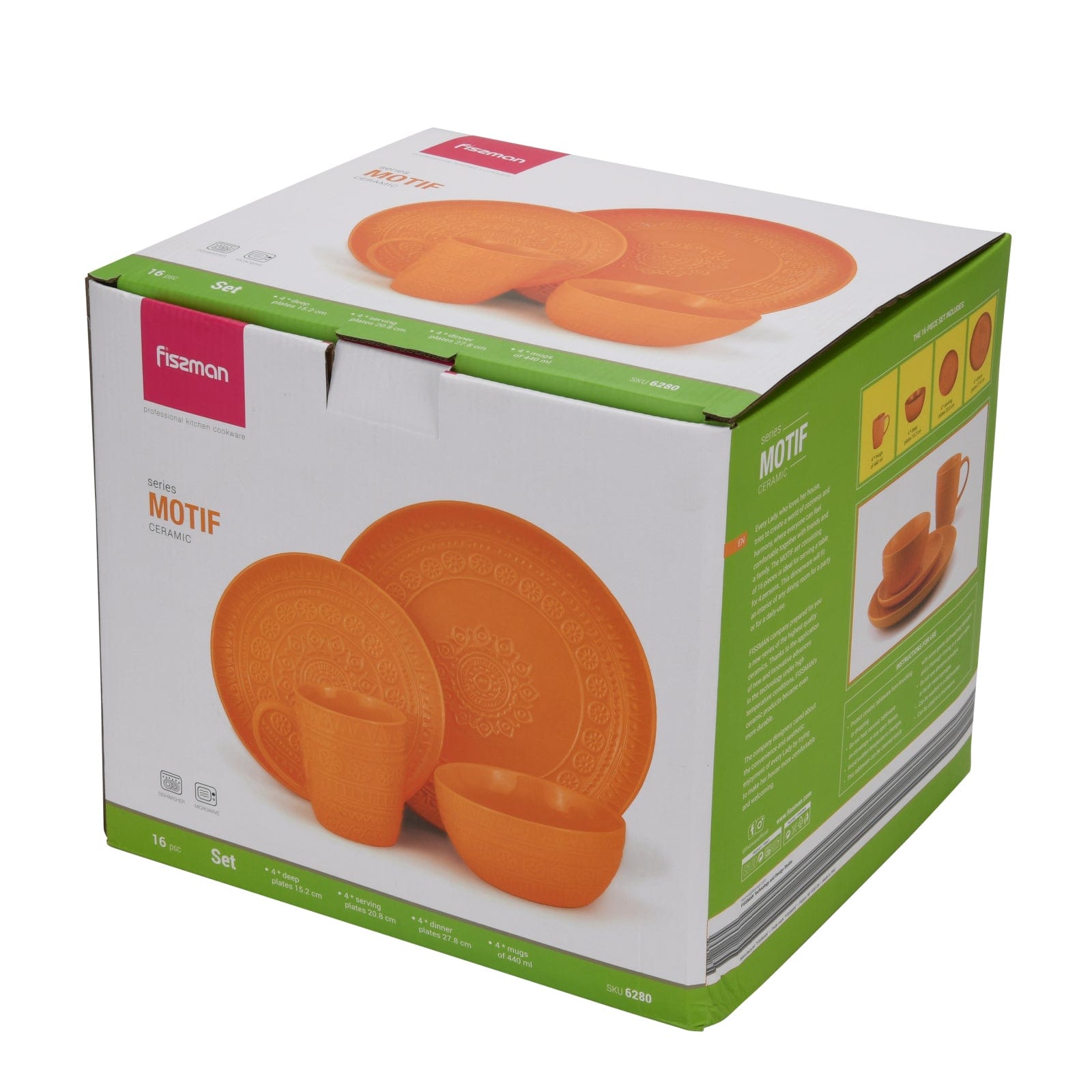 Fissman 16pcs Set of Dinnerware Motif Series  Orange (Ceramic)
