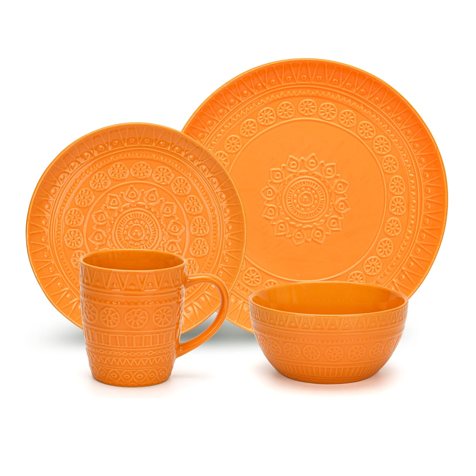 Fissman Dinnerware Motif Ceramic Orange 16Pc