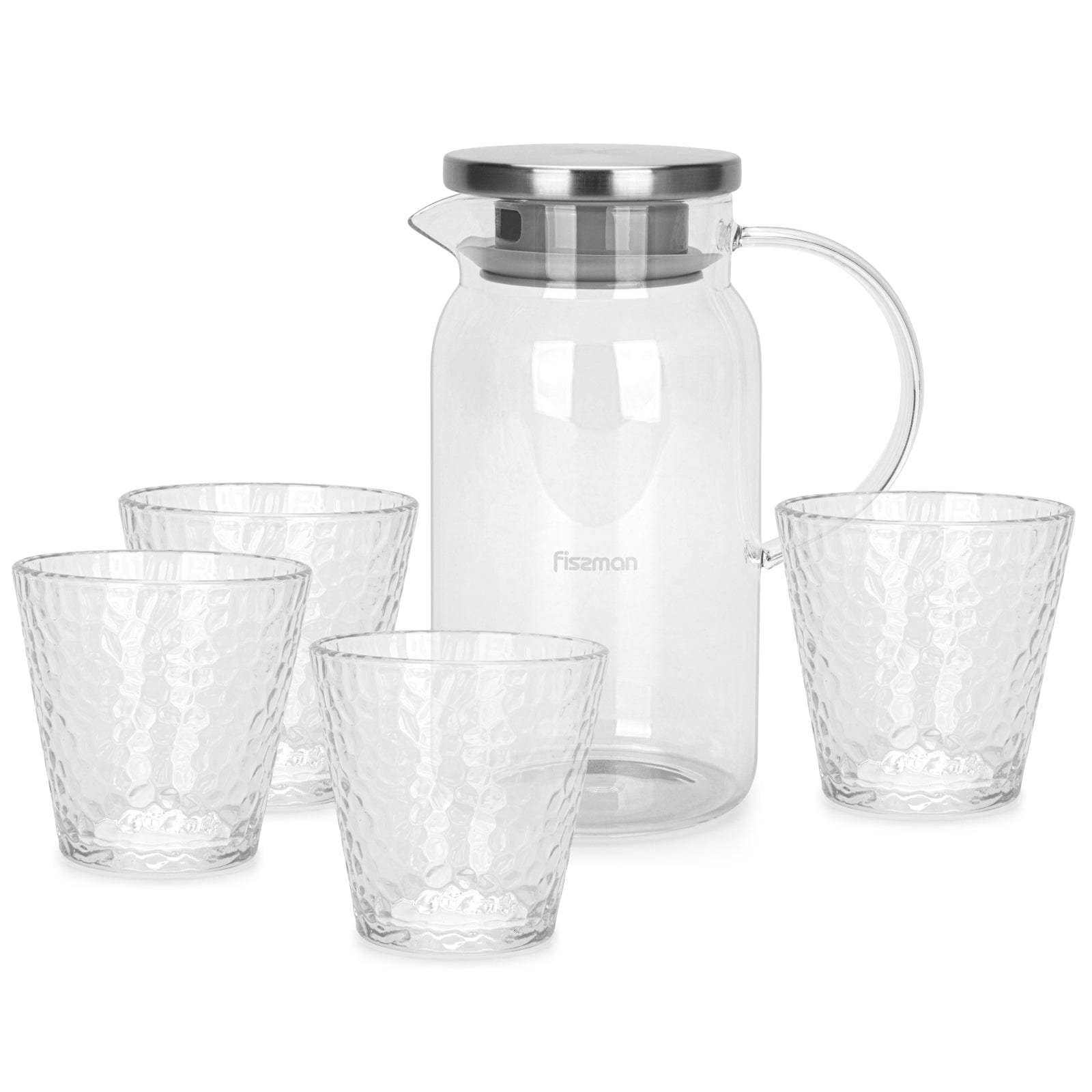 Fissman Jug and Glass Cup Set Borosilicate Glass Heat Resistant with A