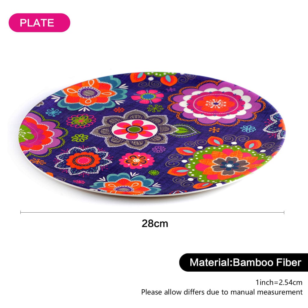 Fissman Flower Printed Plate Purple/Pink/Green 28x1.2cm