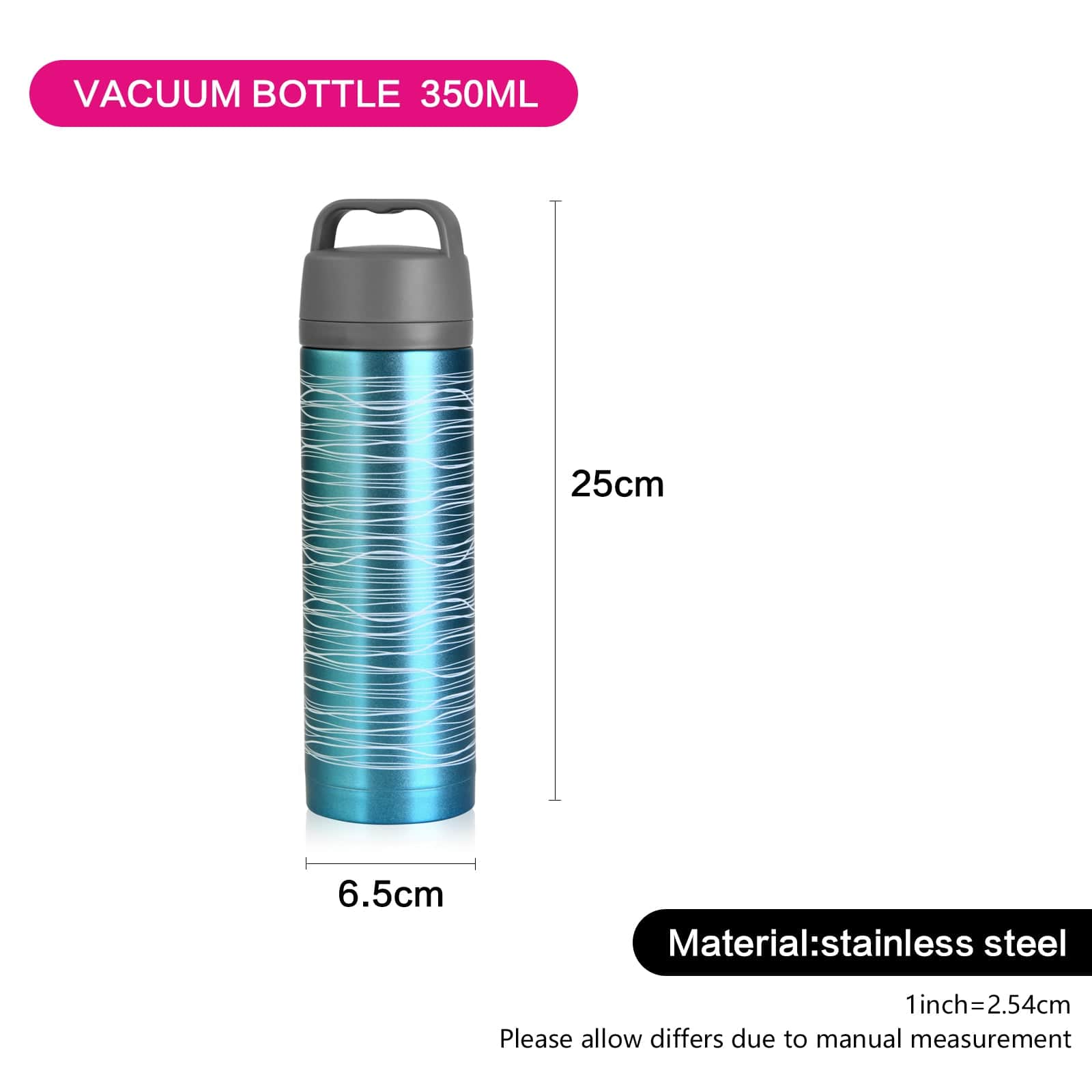 Fissman Portable Stainless Steel Vacuum Flask With Thermal Insulation Blue/Green 0.5L
