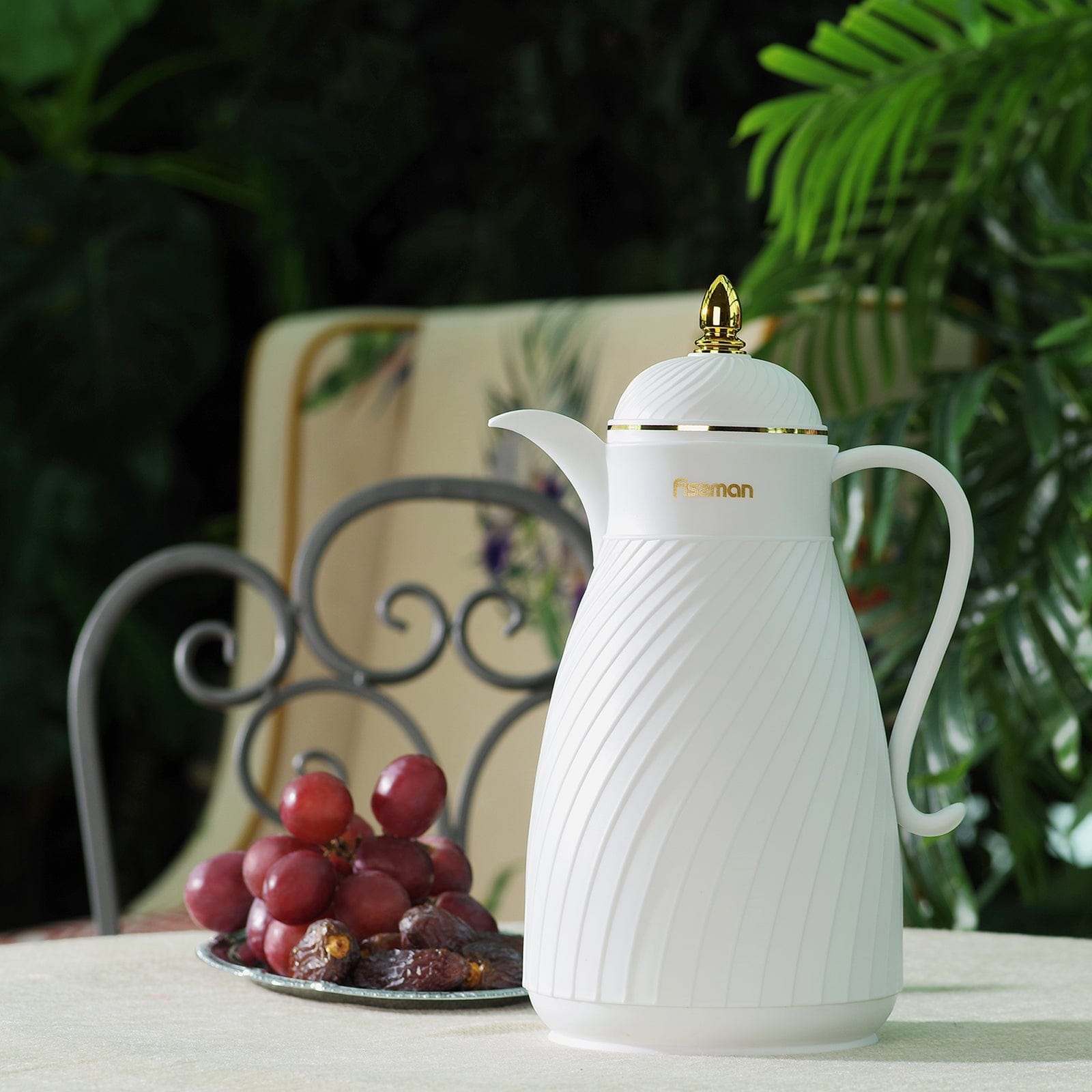 Fissman Arabic Dallah Design Vacuum Flask Insulated Jug White 1000ml