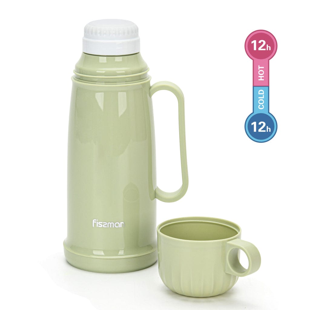 Fissman Plastic Case With Glass Liner Vacuum Flask Olive Green 450ml
