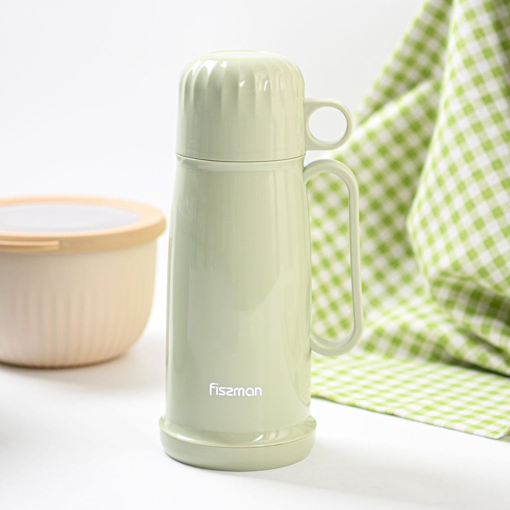 Fissman Plastic Case With Glass Liner Vacuum Flask Olive Green 450ml