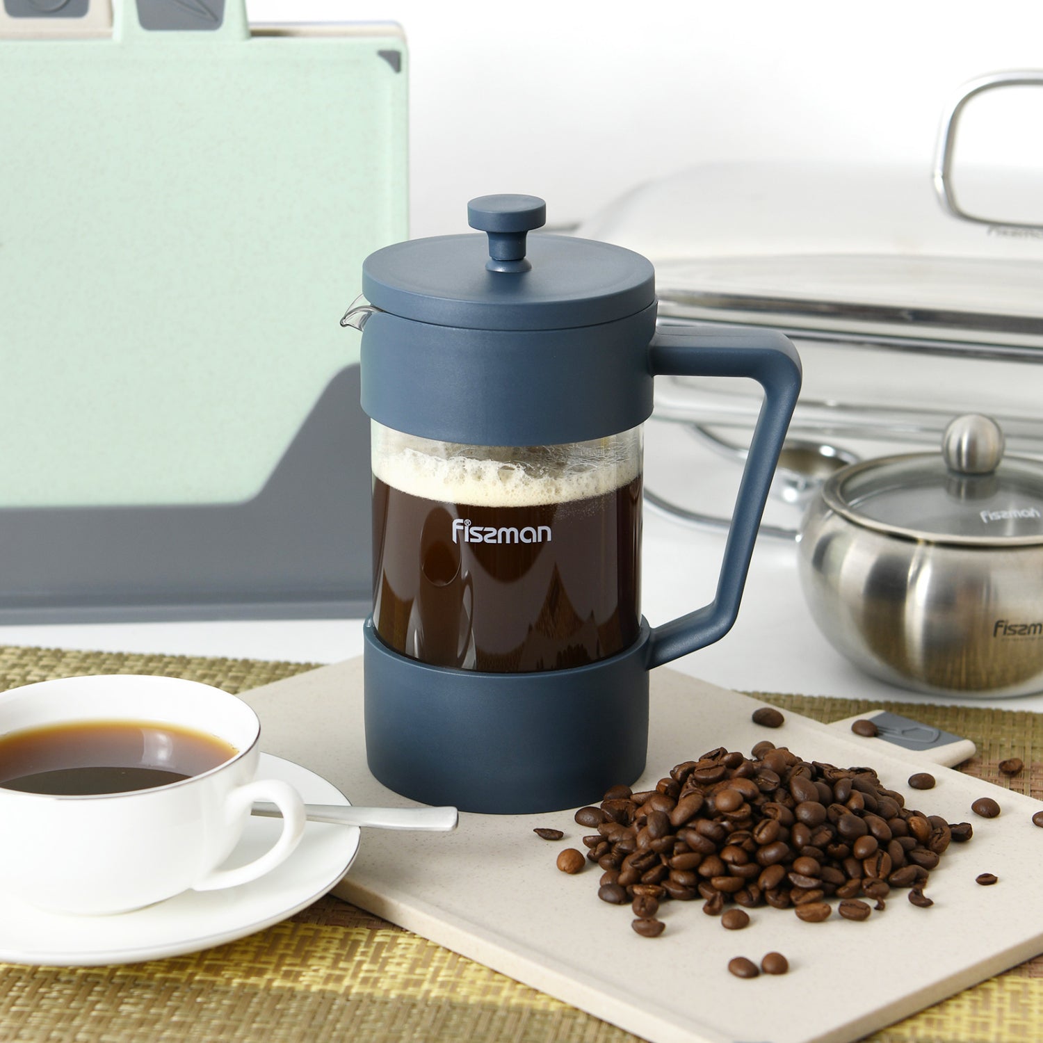 Fissman French Press Coffee Maker Flat White 350ml - Borosilicalate Glass