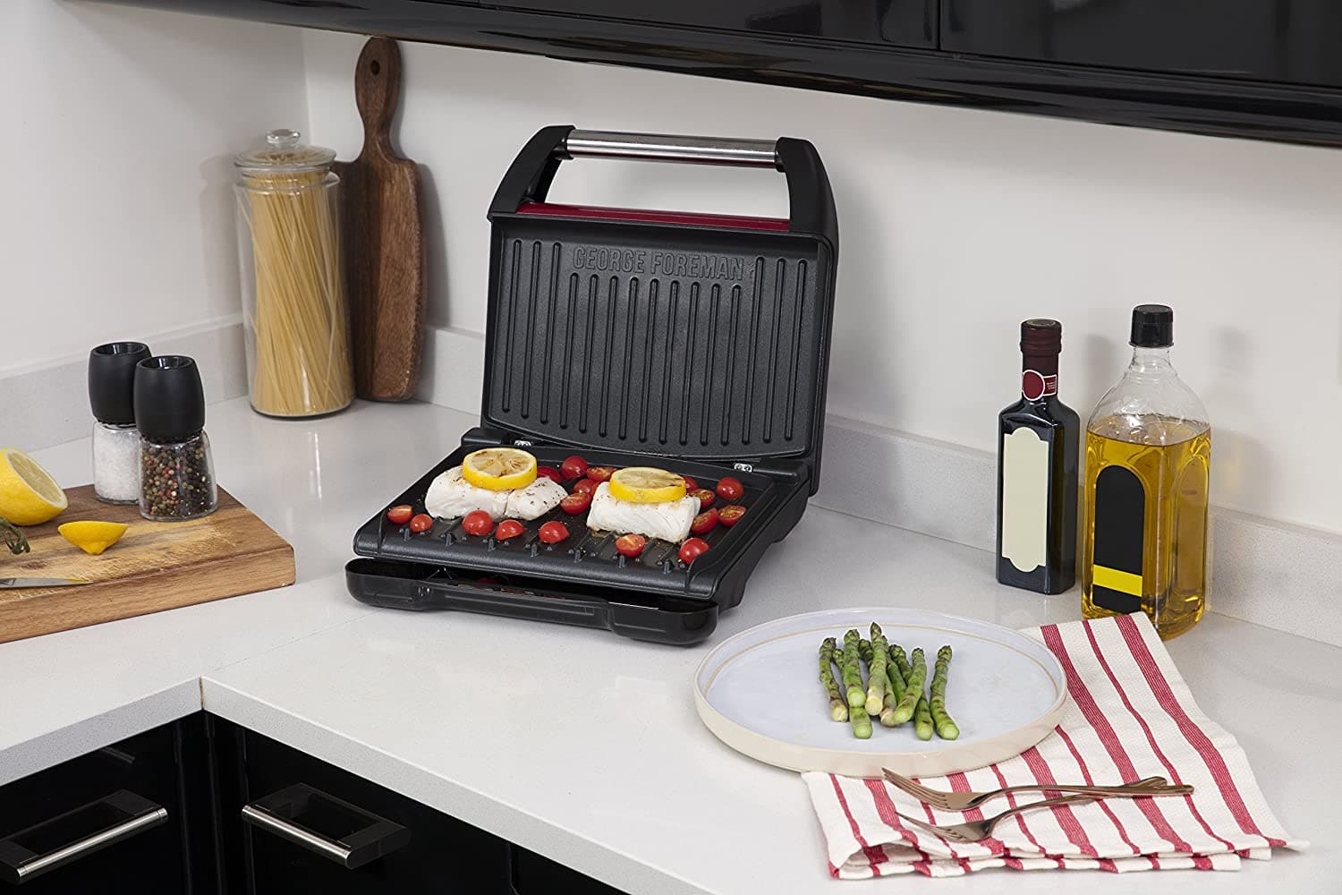 George Foreman Large Steel Grill Family, Red 1850W - 25050