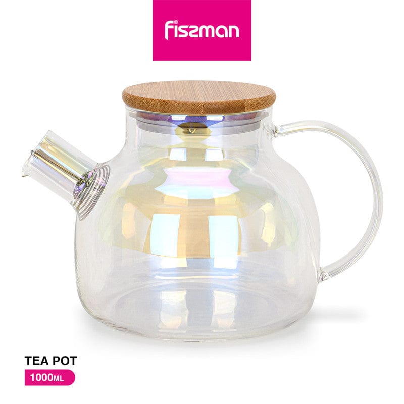 Fissman Tea Pot 1000 Ml With Stainless Steel Infuser Heat Resistant Glass