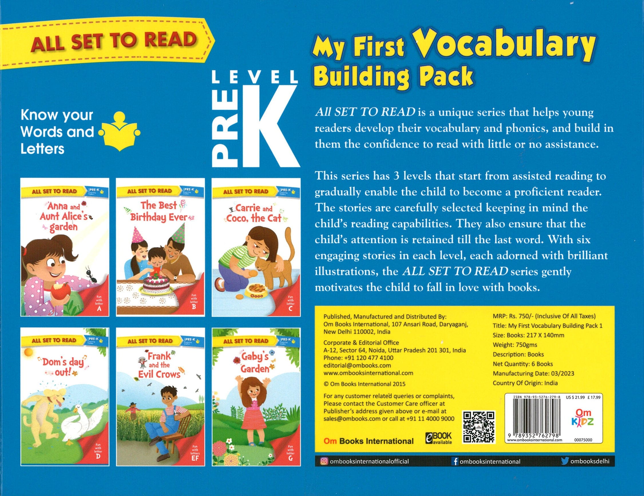All Set To Read My First Vocabulary Building pack, PreK- Know Your Words and Letters Pack 1
