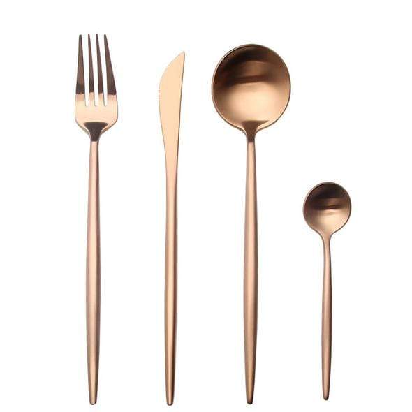 Aish Home Set Of 16 Peony Rose Gold Cutlery Set - A001
