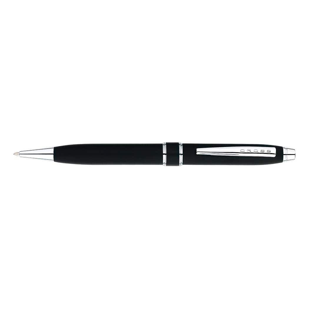 Cross Stratford Satin Black Ballpoint Pen + With Free Credit Card Case In Customized Gift Box - AT0172-3+AC295-1