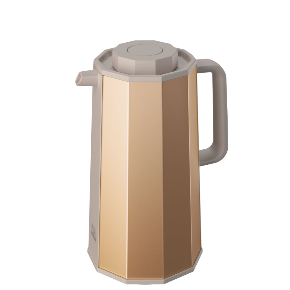 Zojirushi Handy Pot Vacuum Flask, 1.0Ltr, Large Push Button Stopper.-Gold