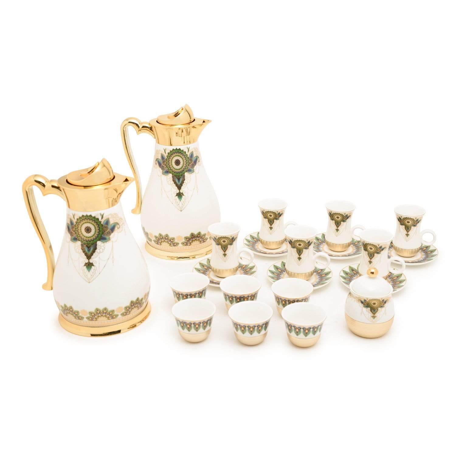 Am Rhianon Gold مع مجموعة شاي قارورة مزينة - 22 قطعة - AM9415-S21/036 - Jashanmal Home