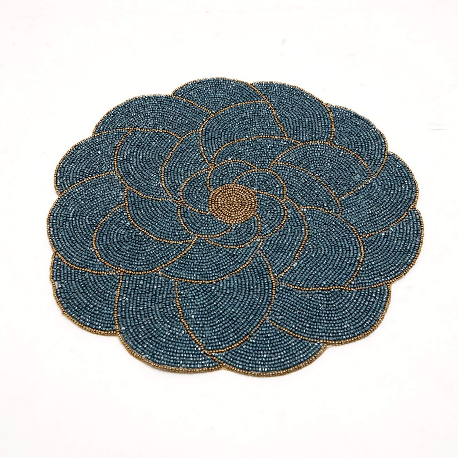 ARVIND DAISY GLS BEADED PLACEMAT TEAL BLU/GLD 36X36 - PM172177