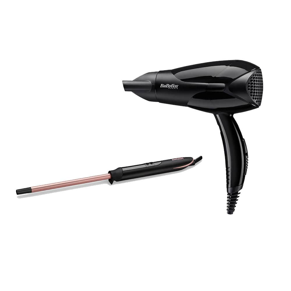 BaByliss مكواة تجعيد الشعر + مجفف خفيف الوزن 2000 واط - C449-D212