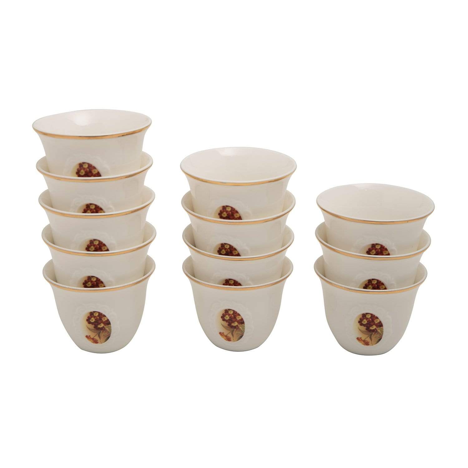 BANBERRY PORCELAIN 12PC CAWA CUPS BC GOLD LINE - LV088G