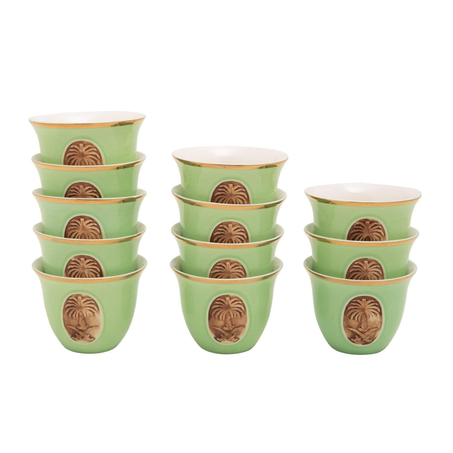 BANBERRY PORCELAIN 12PC CAWA CUPS BC GRN GOLD LINE - SC010B