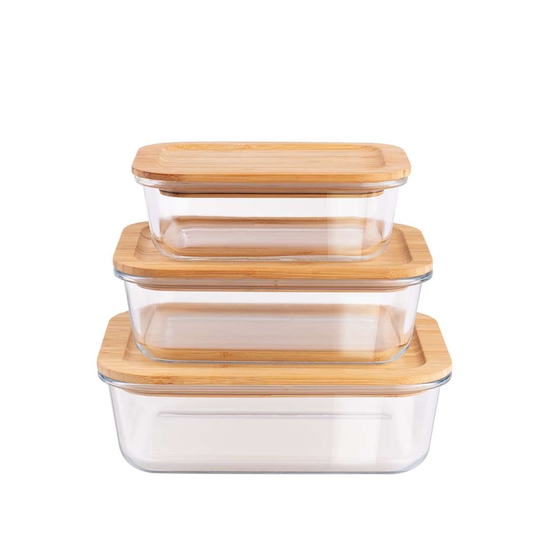 Berlinger Haus 3 Pieces Glass Food Container Set with Bamboo Lids