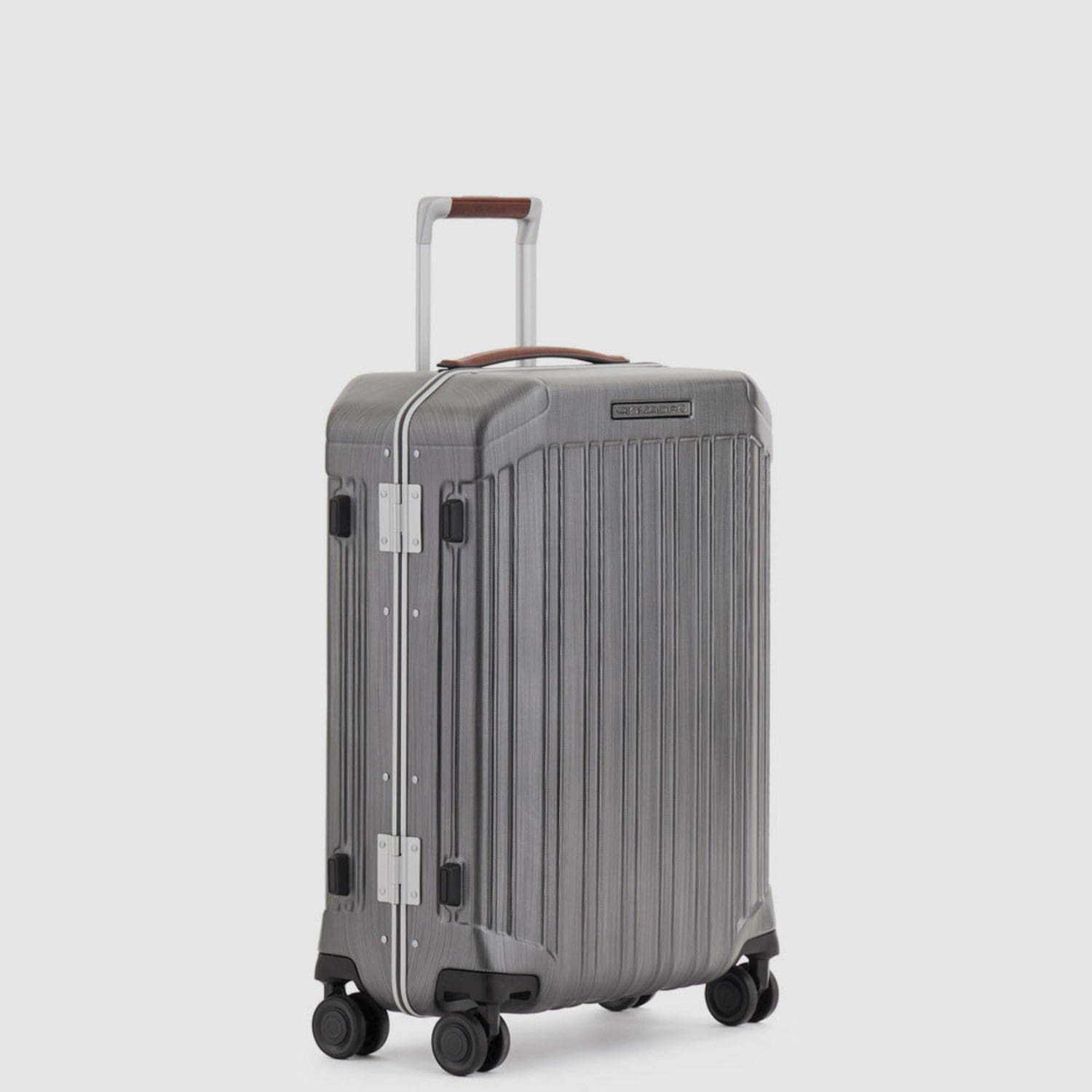 Piquadro Pqlm-Frame 55Cm Ultra Slim Hardcase Cabin Luggage Trolley Black / Light Brown - Bv4425Pqlm/Ncu