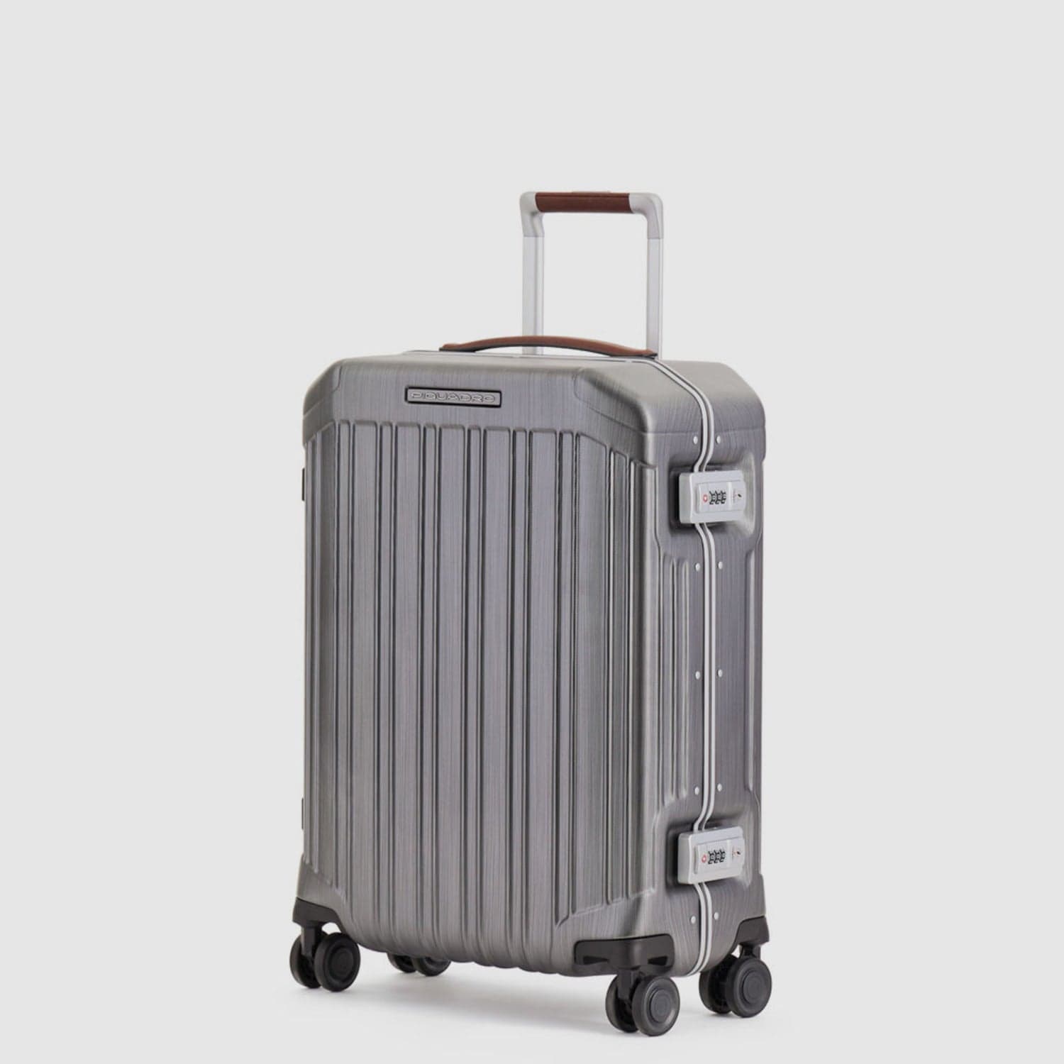 Piquadro Pqlm-Frame 55Cm Ultra Slim Hardcase Cabin Luggage Trolley Black / Light Brown - Bv4425Pqlm/Ncu