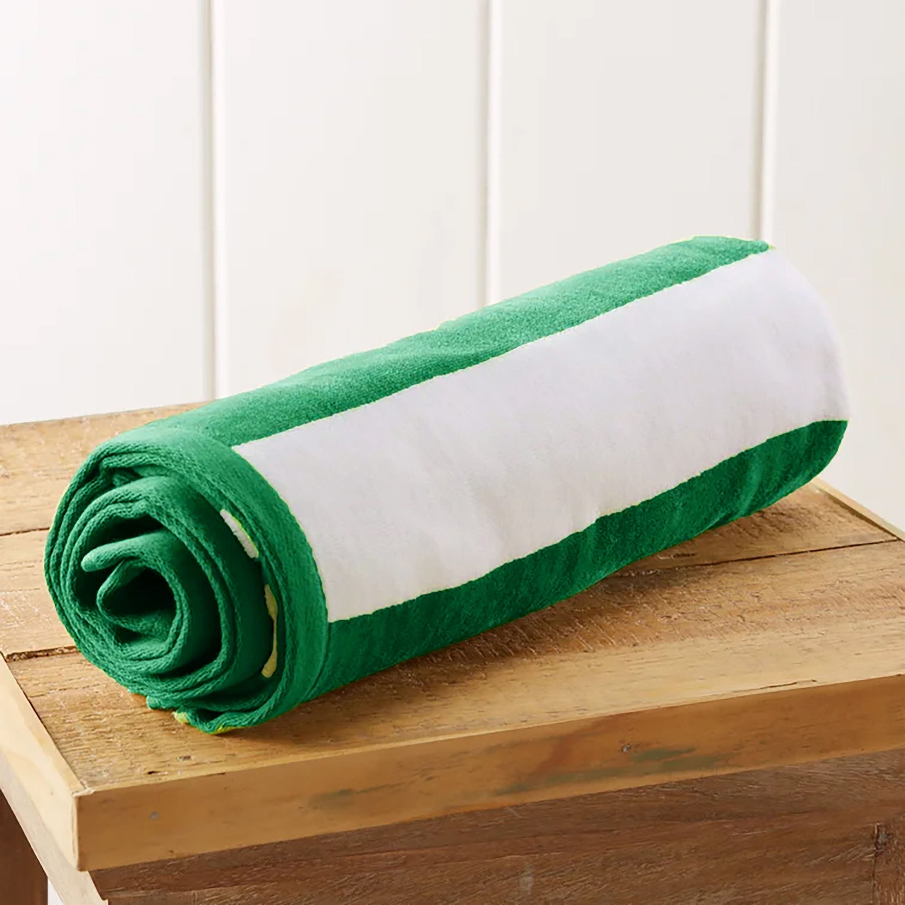 Cotton Home Striped Pool Towel 100% Cotton Green